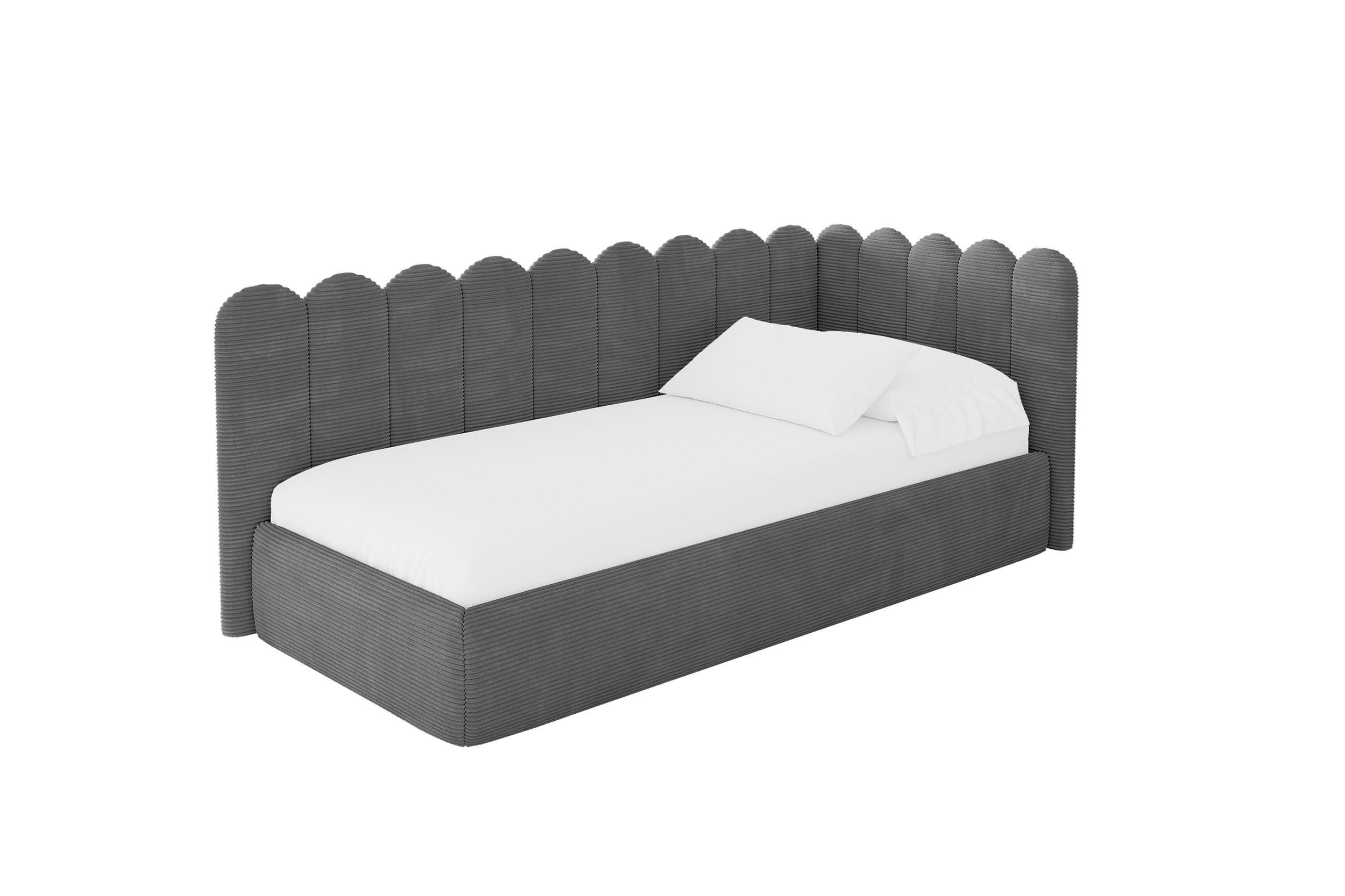 EINZELLBETT Jugendbett mit Bettkasten und Matratze H3/H4, Links - ARTY 100x200 Dunkelgrau - Graphitfarben, Holzwerkstoff/Textil (100/200cm) - ALTDECOR