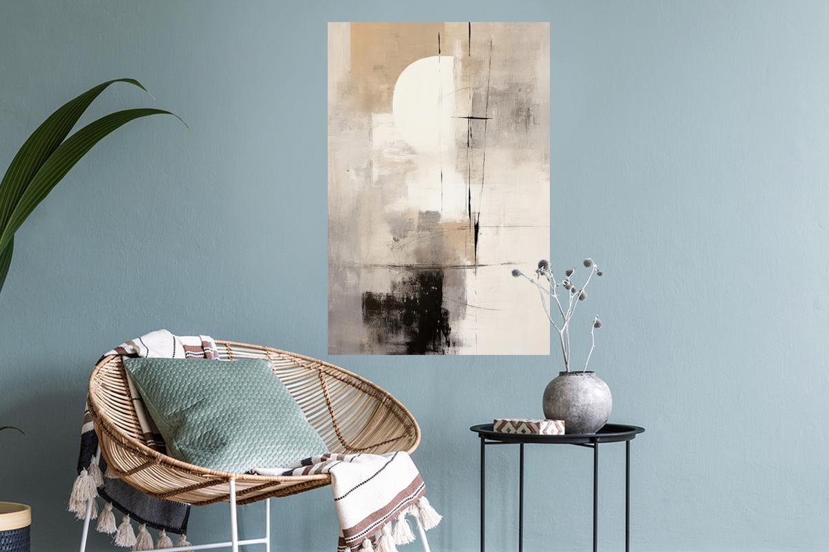 WANDTATTOO Abstrakt - Kunst - Grau Wandbild 40x60 cm - Hellgrau, Kunststoff (40/60/0.1cm) - MuchoWow