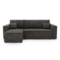 ECKSOFA Prato L Dunkelgrau - Dunkelgrau/Schwarz, Holz/Textil (253/145cm) - Graingold