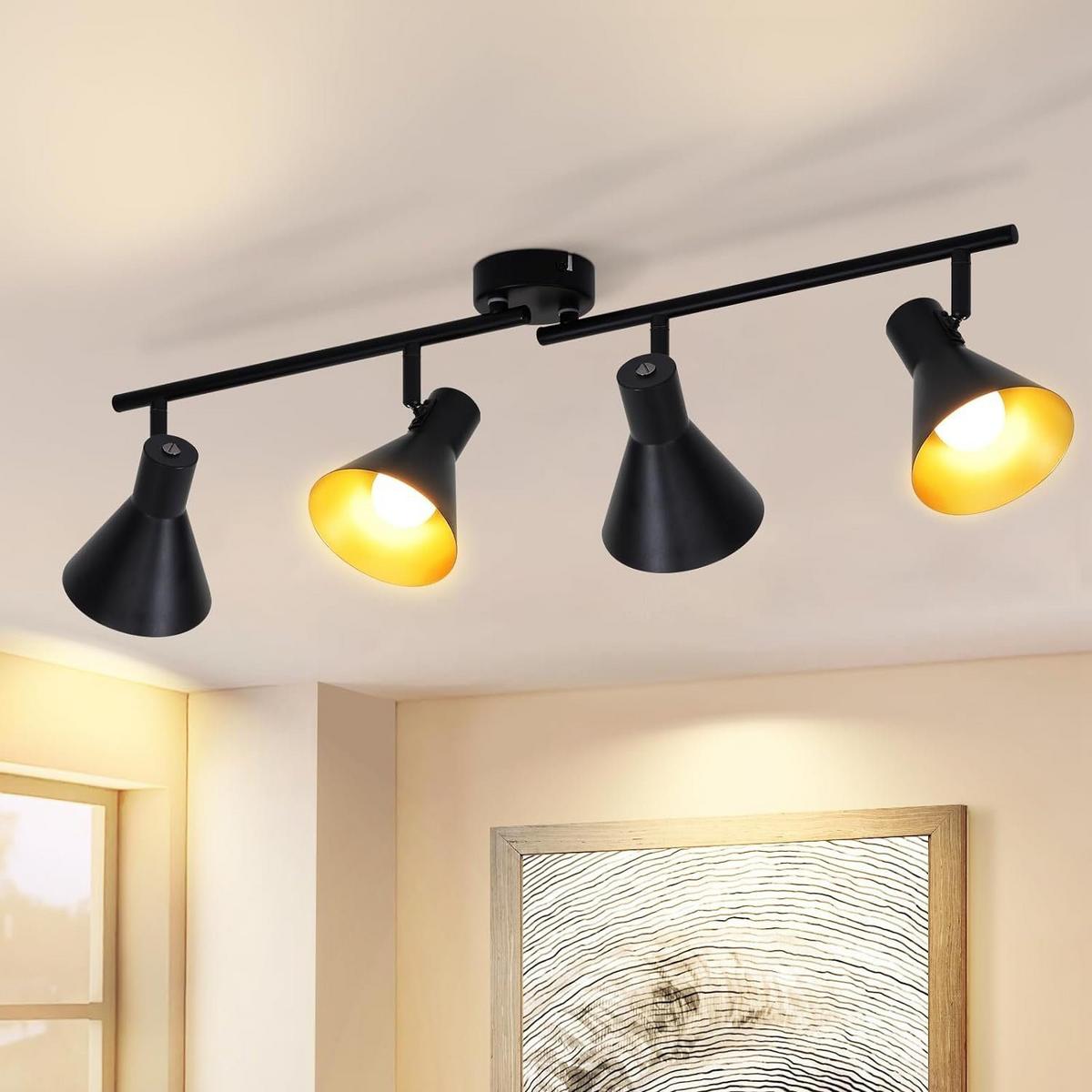 DECKENSTRAHLER Welle 4-flammig 71/11/21 cm - Schwarz, Metall (71/11/21cm) - Nettlife