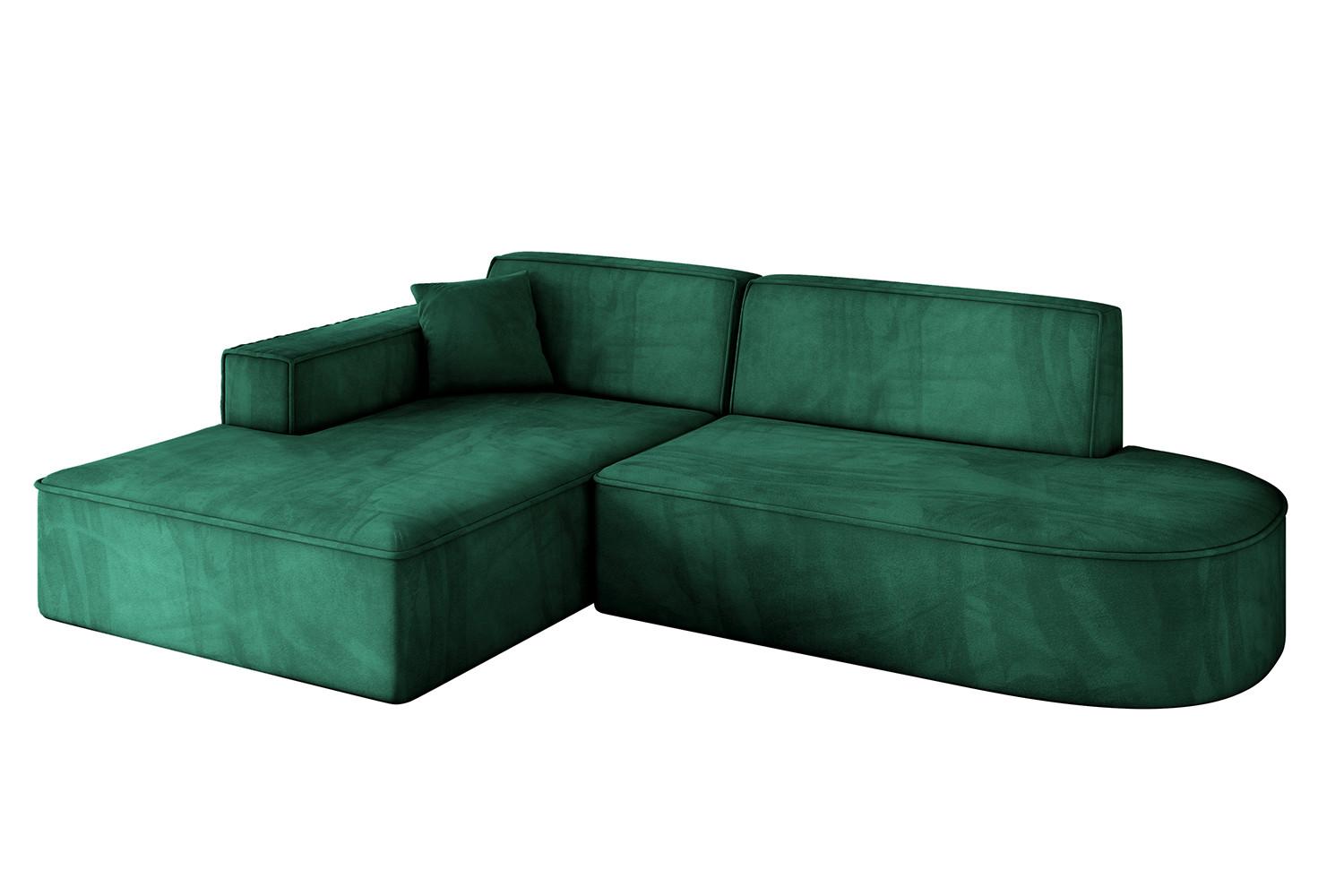 ECKSOFA Ottomane Links IREA-L1-v4 - 232x165x77 cm Grün - Dunkelgrün, Holzwerkstoff/Textil (232/165cm) - ALTDECOR