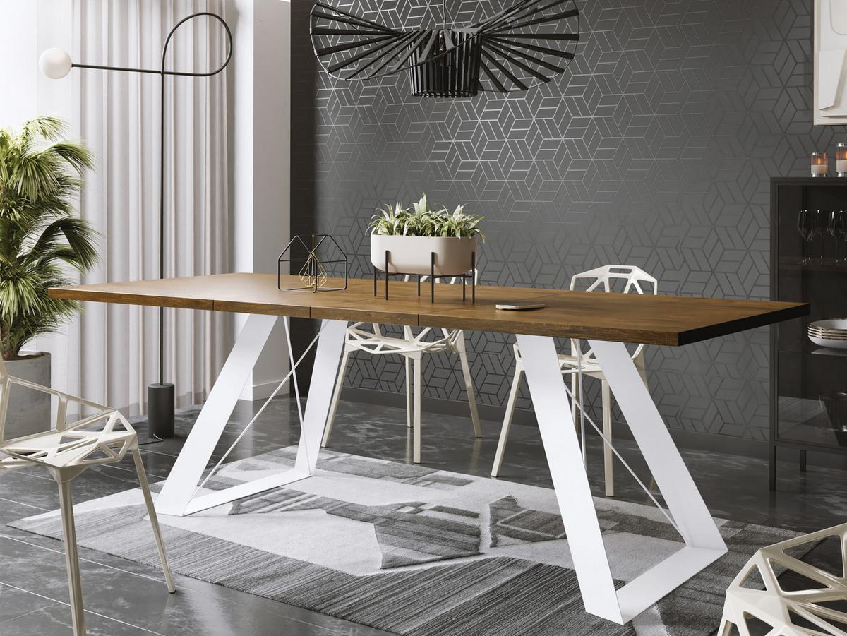 ESSTISCH Colter Weiß rechteckig ausziehbar, Lefkas Eiche 160-260/90/76 cm - Alteiche/Weiß, Holzwerkstoff/Metall (90/260/76cm) - WFL GROUP