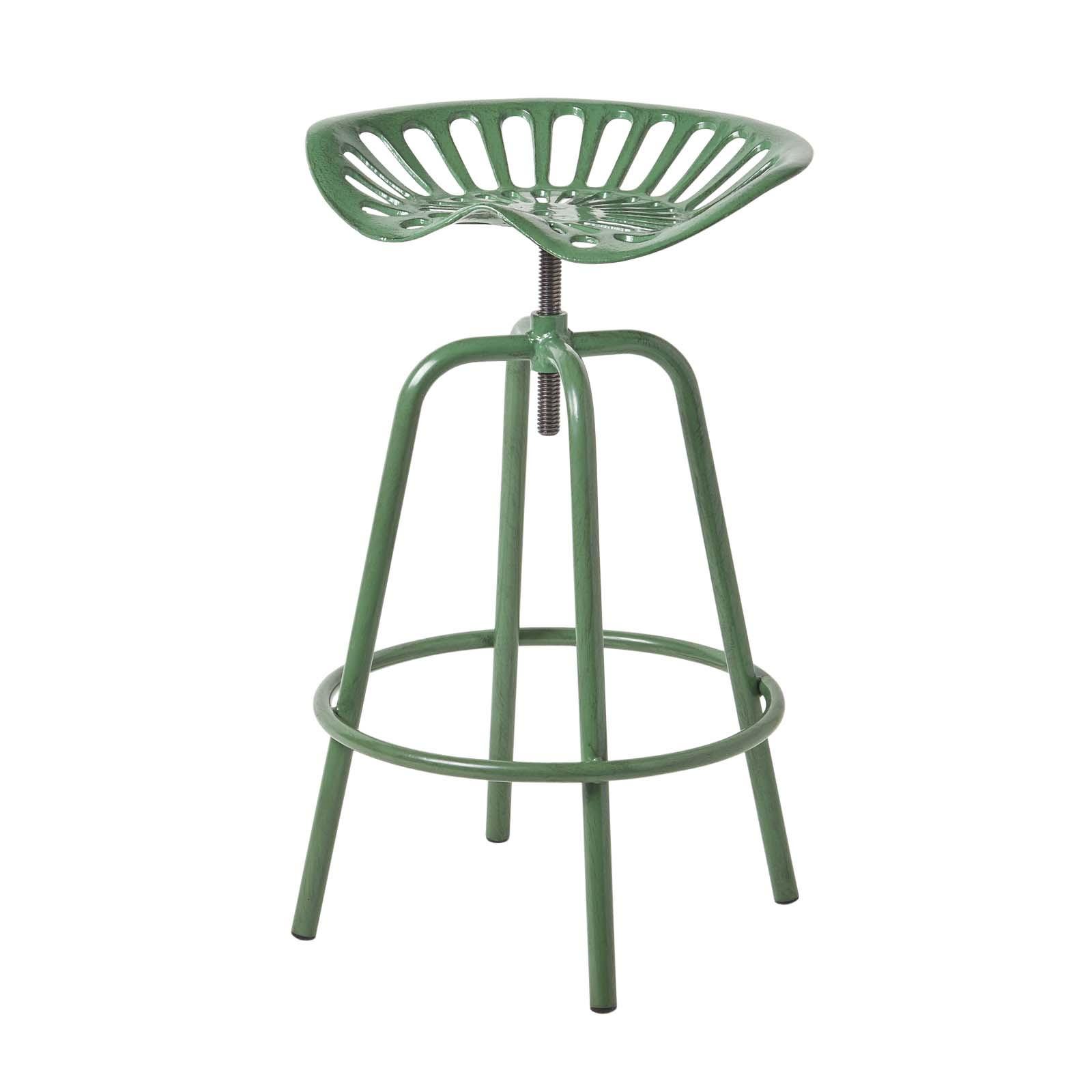 BARHOCKER Traktorsitz, Metall im Vintage-Look, höhenverstellbar - Grün, Metall (47/74/50cm) - Homescapes