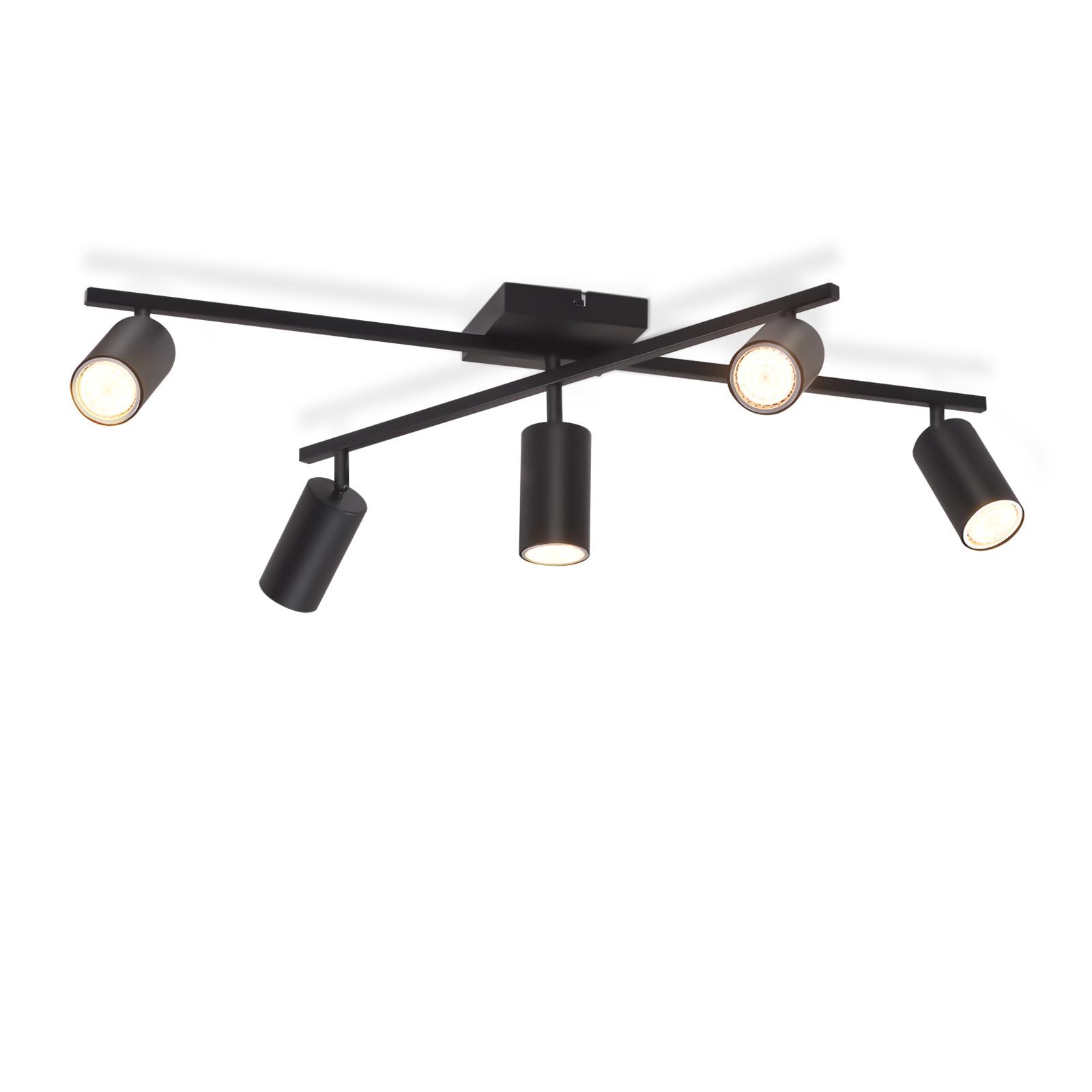 DECKENSTRAHLER Berlinchen 5-flammig 77.5/57.5/21 cm - Schwarz, Metall (77.5/57.5/21cm) - Nettlife