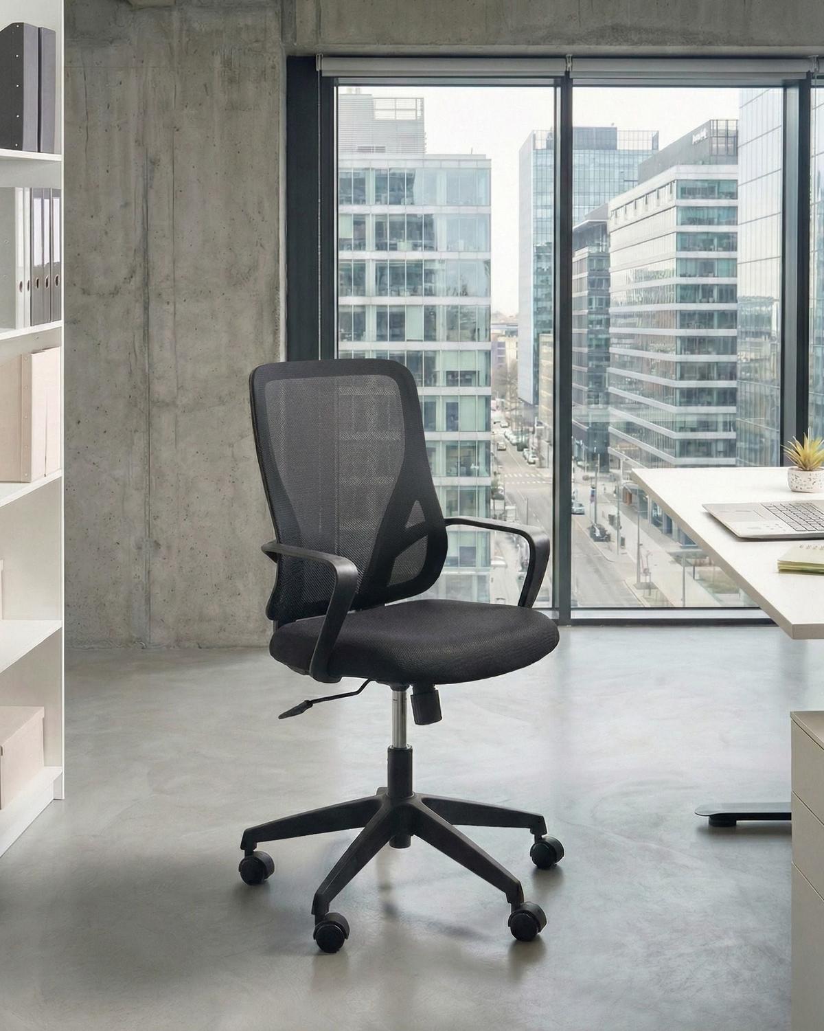 BÜROSTUHL Schwarz Luma - Schwarz, Textil (60/98/60cm) - Beliani