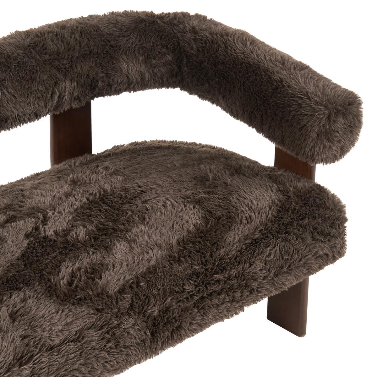2-SITZER-SOFA Webpelz Dunkelbraun Ilbro - Dunkelbraun, Textil (138/76/68cm) - Beliani