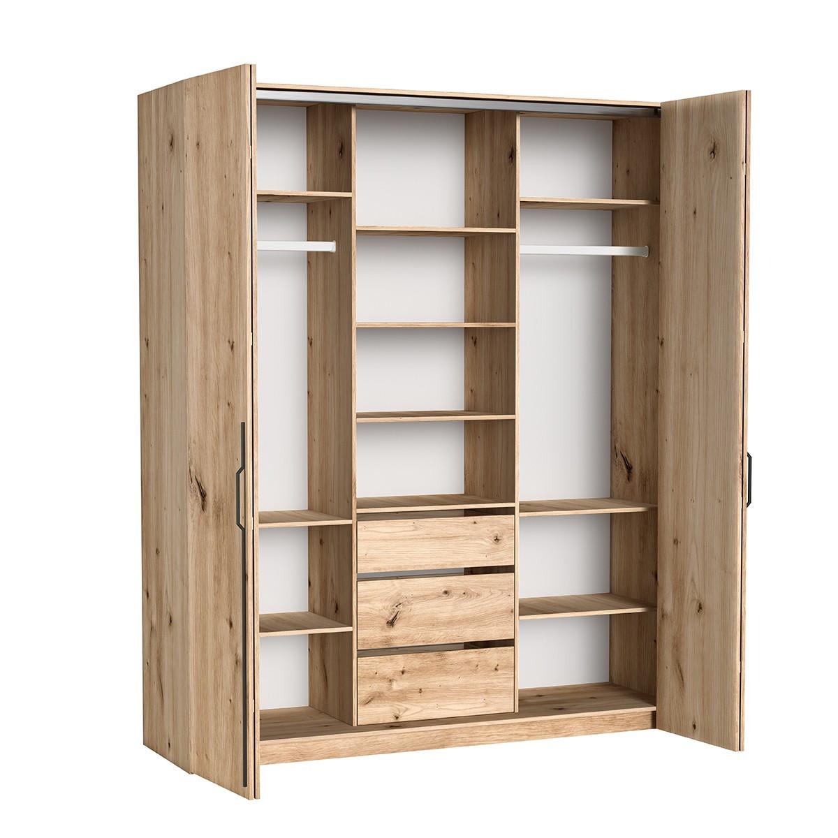 DREHTÜRENSCHRANK ANCONA 200/240/58cm 4-türig Eiche Artisan - Eiche Artisan, Holzwerkstoff (200/240/58cm) - MASSENO