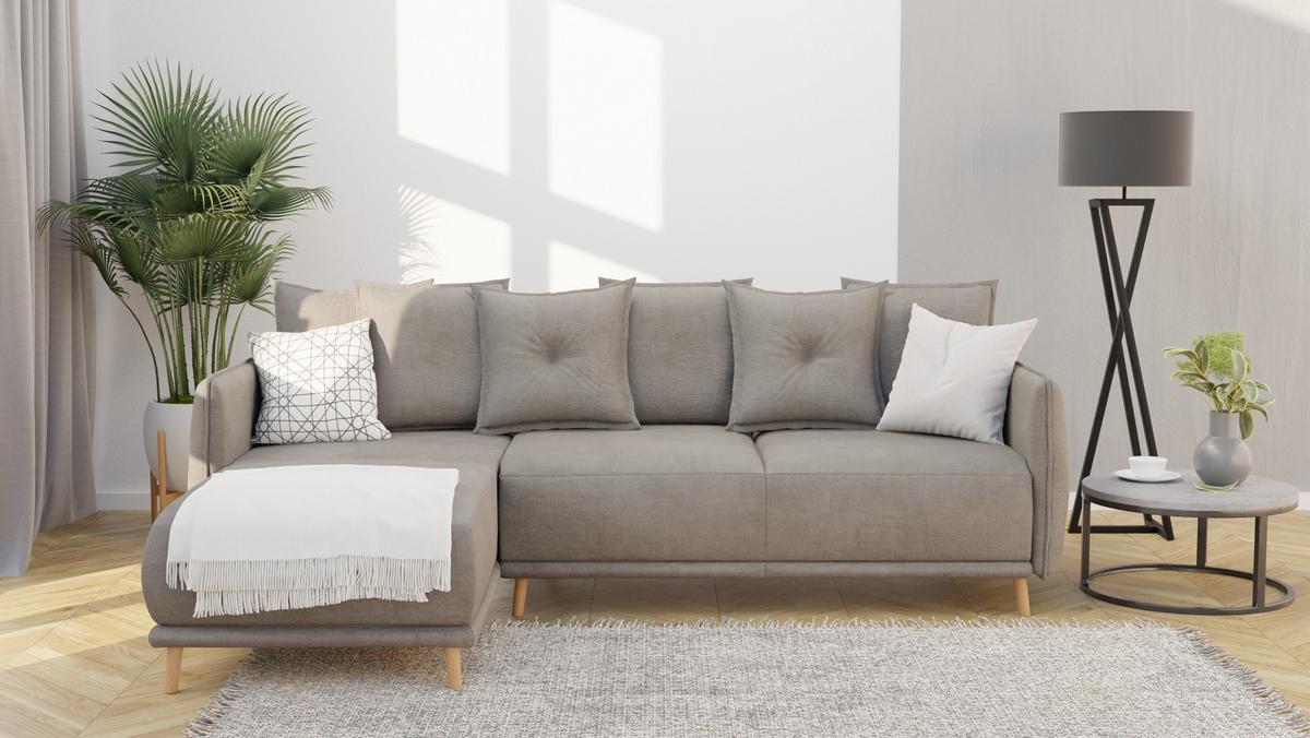 ECKSOFA Chroma Dunkelbeige Luxusmicrofaser - Beige/Braun, Holz/Textil (238/170cm) - S-Style