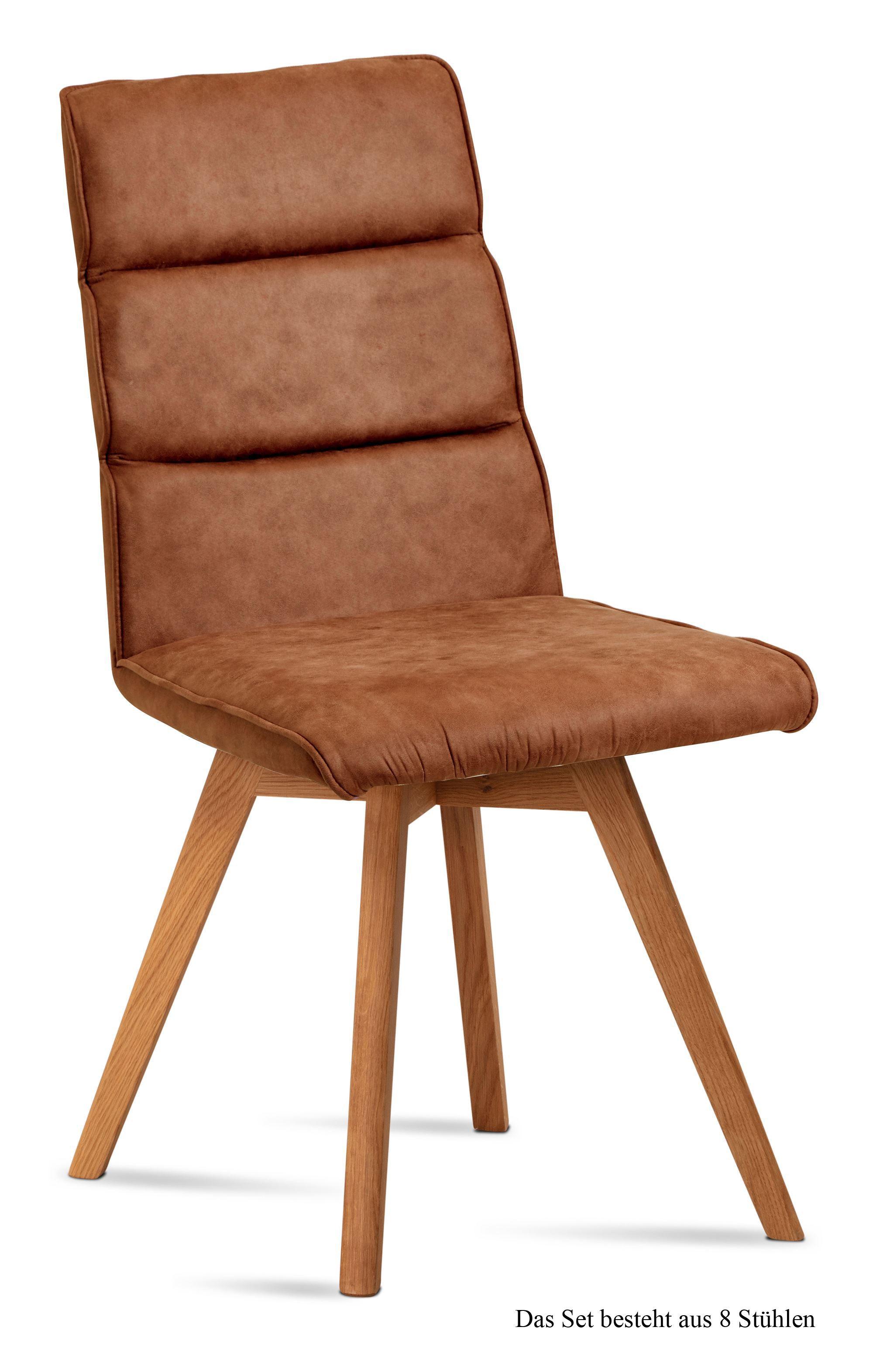 ESSZIMMERSTUHL (8er-Set) Dixie 47x92x60 Eiche geölt/Cognac - Cognac/Eichefarben, Kunststoff (60/92/47cm) - 58aufmkessel