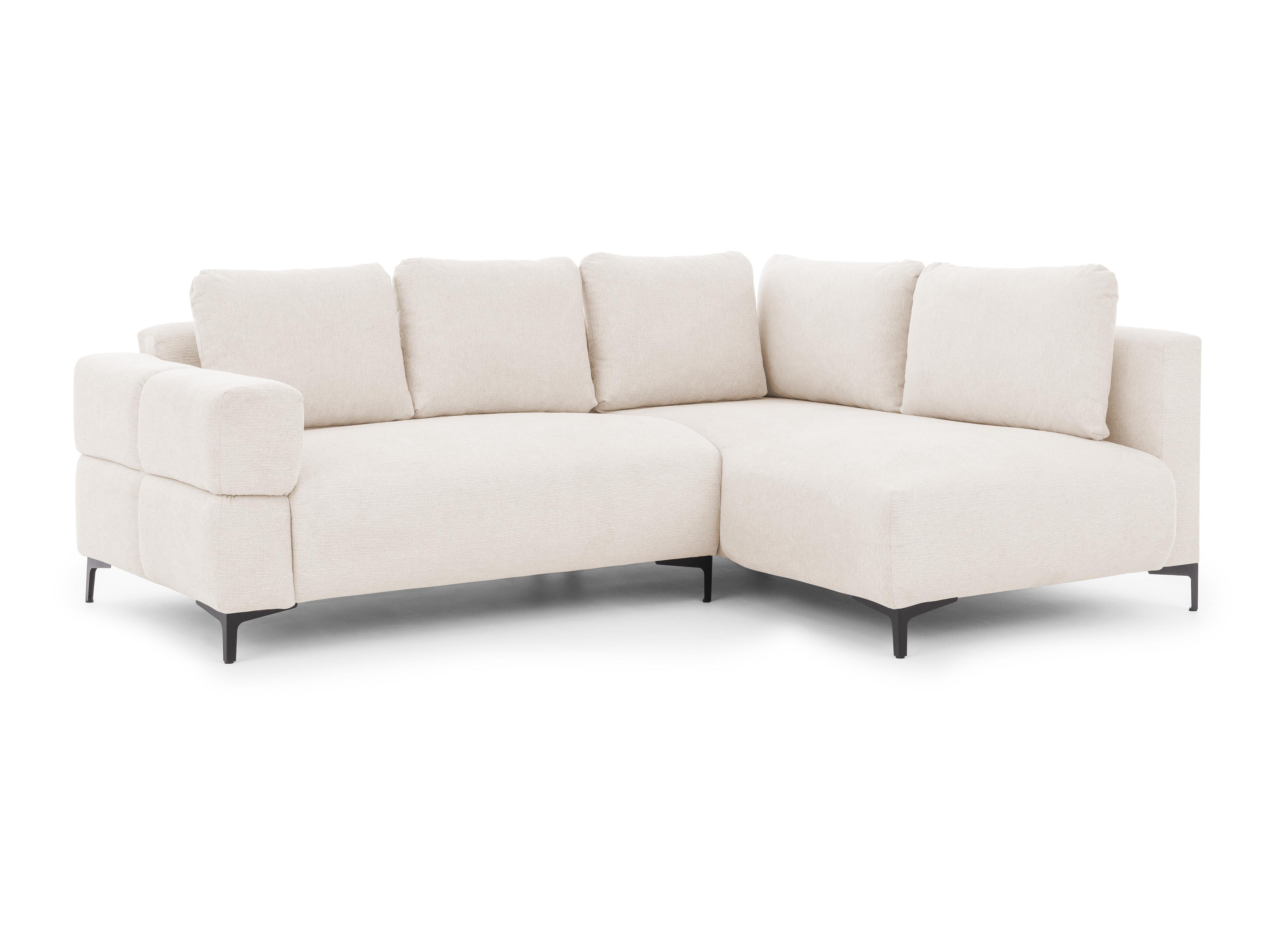 ECKSOFA Cardea in Bubble-Optik aus weichem Creme Strukturstoff mit hohem Sitzkomfort - Ottomane rechts - Creme/Schwarz, Holz/Textil (230/170cm) - S-Style
