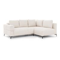 ECKSOFA Cardea in Bubble-Optik aus weichem Creme Strukturstoff mit hohem Sitzkomfort - Ottomane rechts - Creme/Schwarz, Holz/Textil (230/170cm) - S-Style