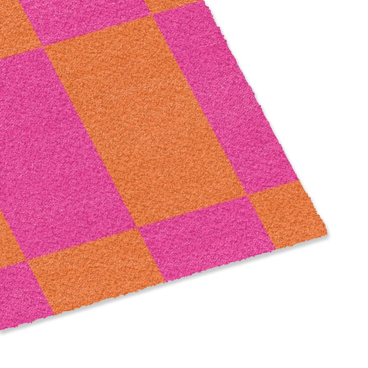 FUSSMATTE Schachbrettmuster - Orange - Rosa - Blöcke Schmutzfangmatte 60x40 cm - Pink, Kunststoff (60/0.4cm) - MuchoWow