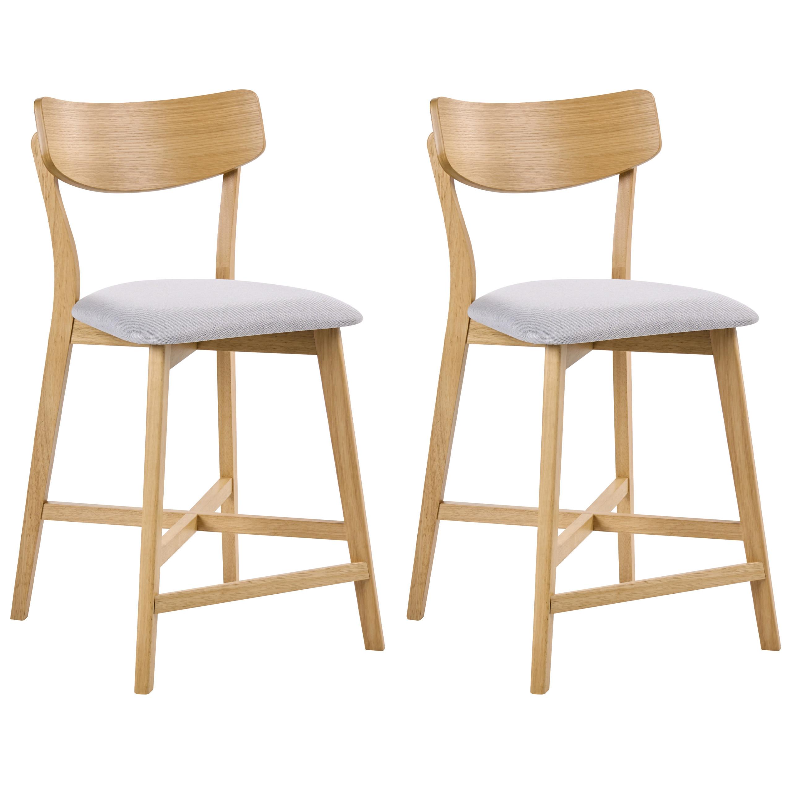 BARSTUHL 2er-Set Holz Hellbraun/Grau Holly - Hellbraun, Holz (49/93/54cm) - Beliani