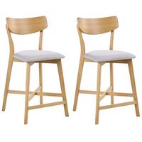 BARSTUHL 2er-Set Holz Hellbraun/Grau Holly - Hellbraun, Holz (49/93/54cm) - Beliani
