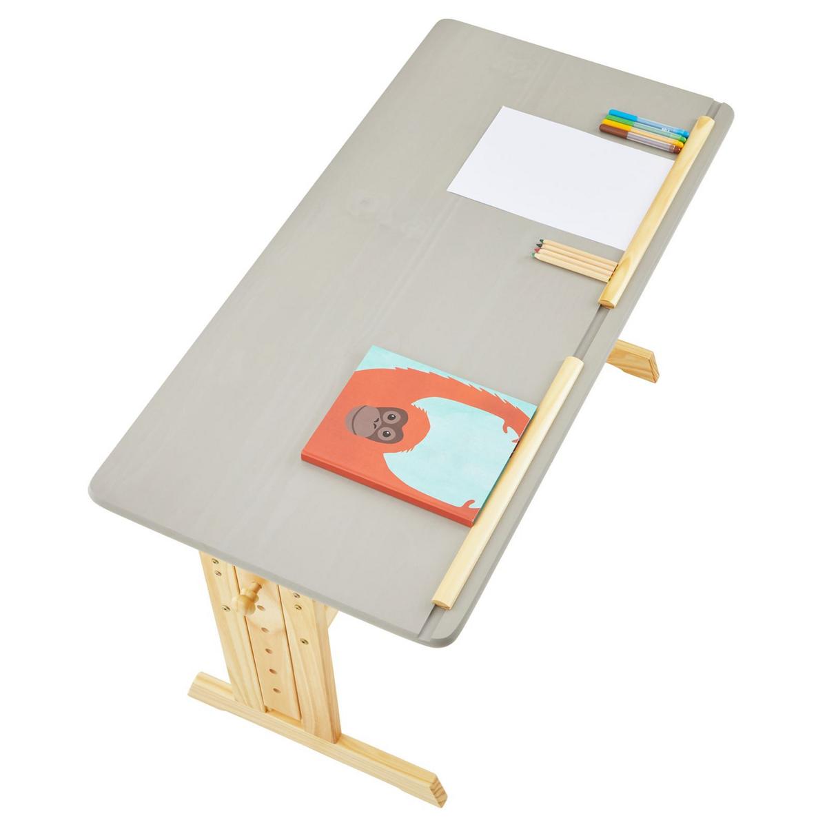KINDERSCHREIBTISCH OLIVIA - Naturfarben/Grau, Holz (109/130/55cm) - IDIMEX