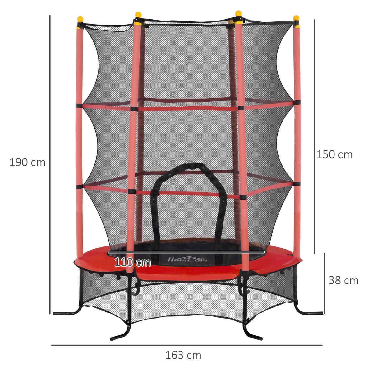 KINDERTRAMPOLIN - Rot, Kunststoff/Metall (163/163cm) - HOMCOM