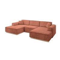 WOHNLANDSCHAFT IREA-U1 - 301x165x80 cm Apricot - Koralle, Holzwerkstoff/Textil (301/80/165cm) - ALTDECOR