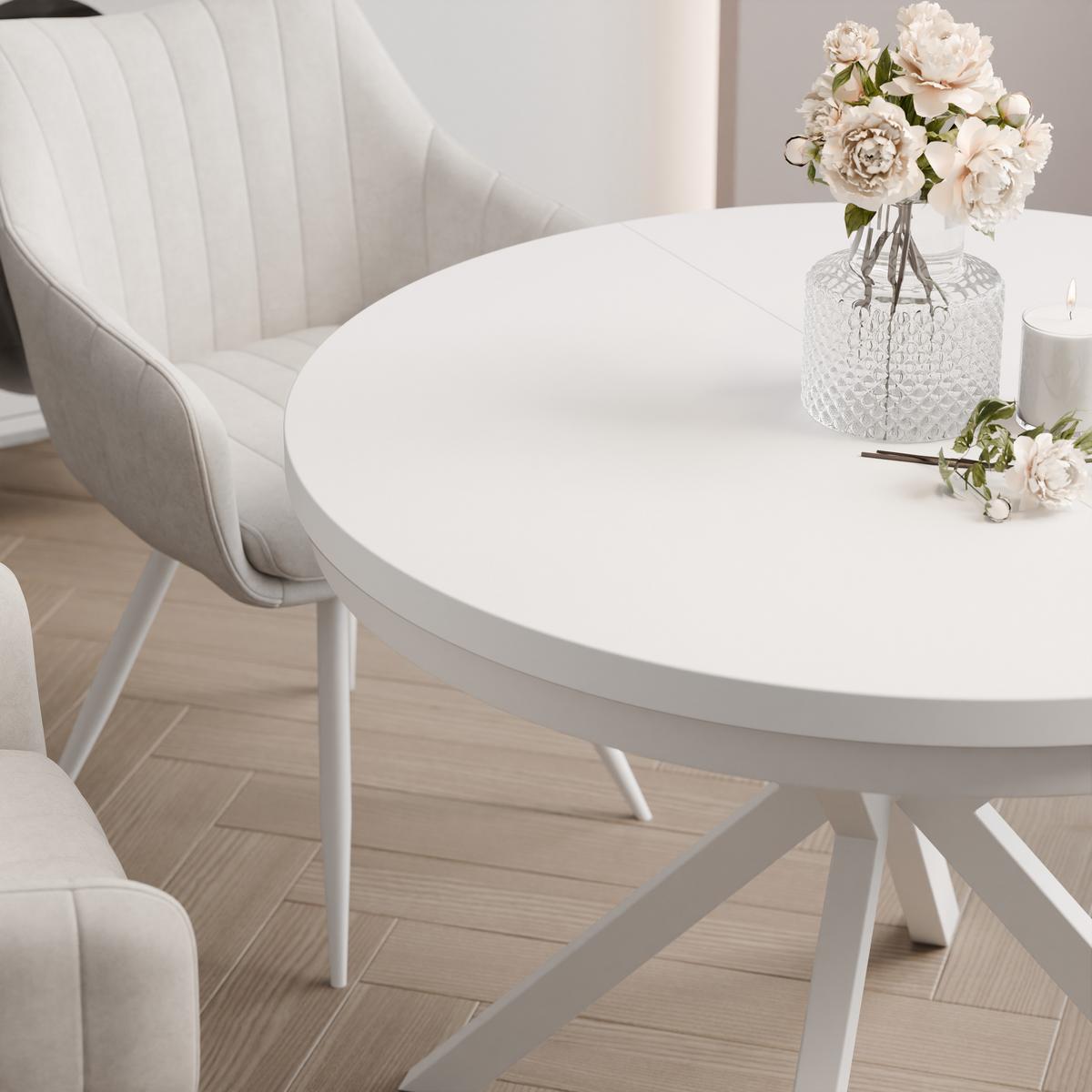 AUSZIEHTISCH MILTON 90-166/76 cm mit Metallgestell und Zarge, Weiß / Arktisweiß - Weiß, Holzwerkstoff/Metall (90/90/76cm) - Idohome