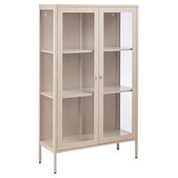 VITRINE mit Glastüren Metall 90 cm Beige Nash - Beige, Metall (90/150/35cm) - Beliani