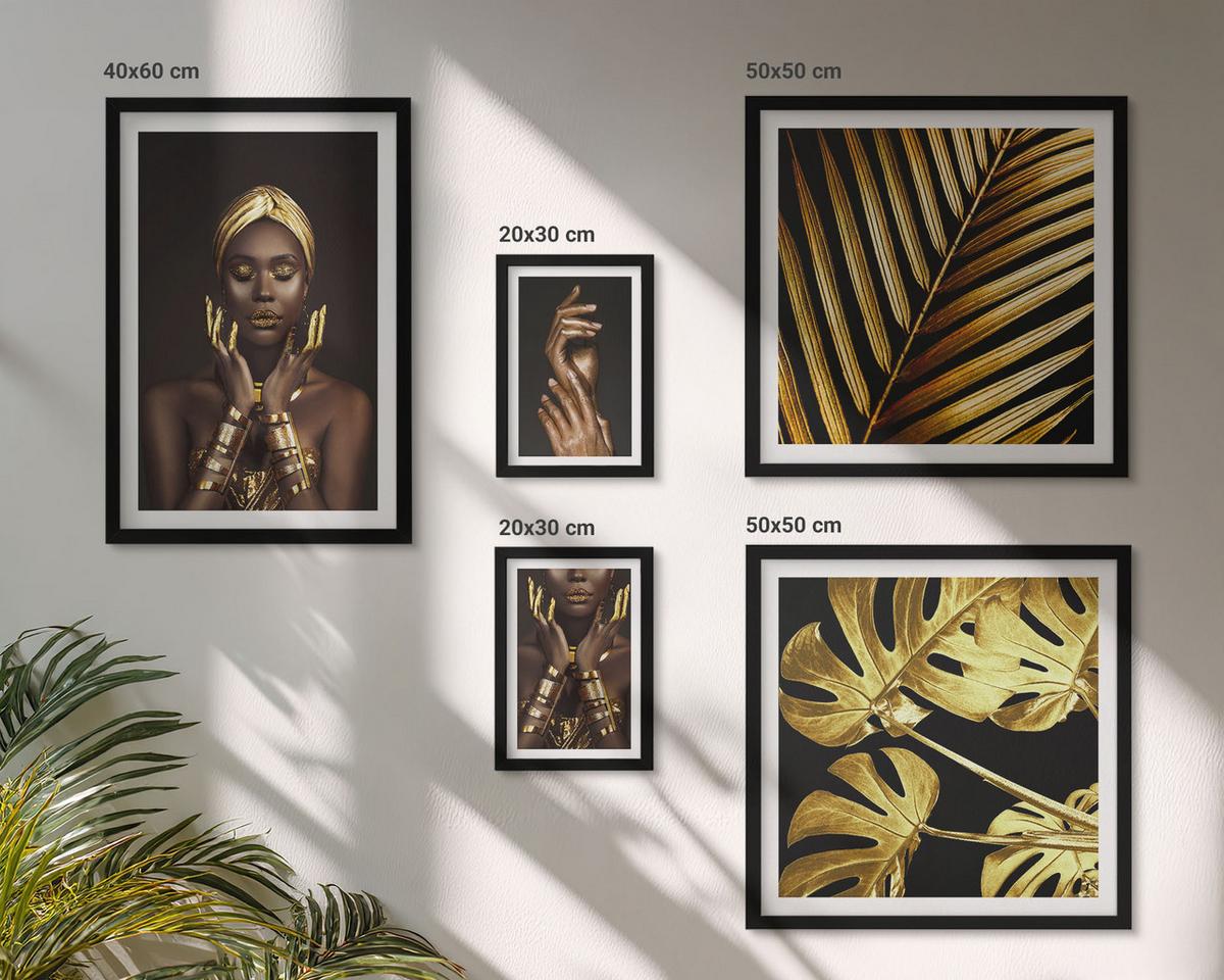 BILDER SET 5er Set - 50x50 cm & 20x30 cm & 40x60 cm Schwarzer Rahmen - Künstlerische Porträts von Frauen - Schwarz, Kunststoff (40/60cm) - TULUP