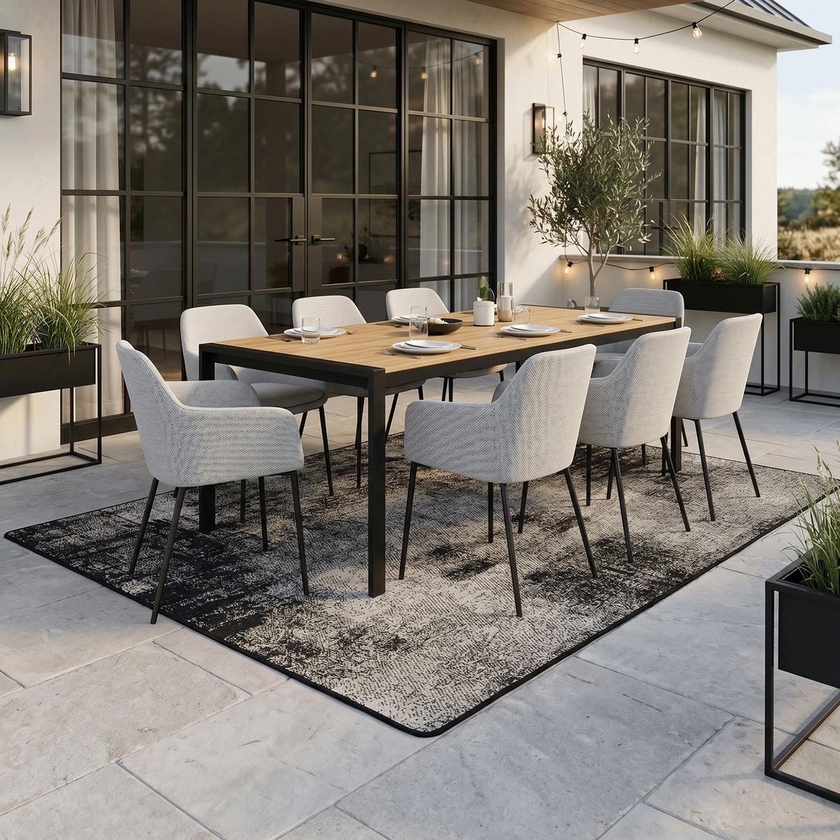 IN- UND OUTDOOR TEPPICH BEIDSEITIG NEWPORT DESIGN - Schwarz, Textil (80/320cm) - Snapstyle