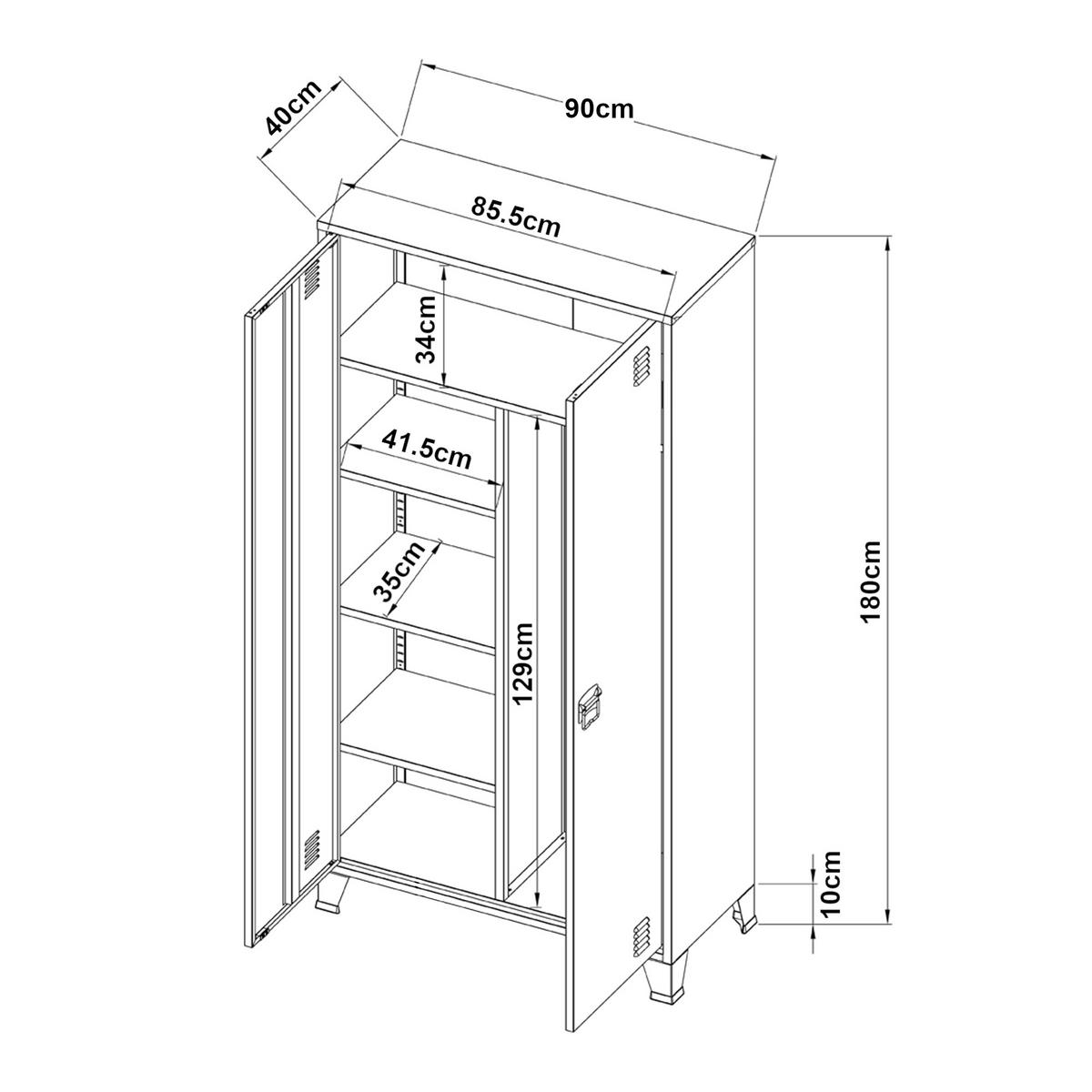 KLEIDERSCHRANK Hankasalmi - Weiß, Metall (90/180/40cm) - [en.casa]