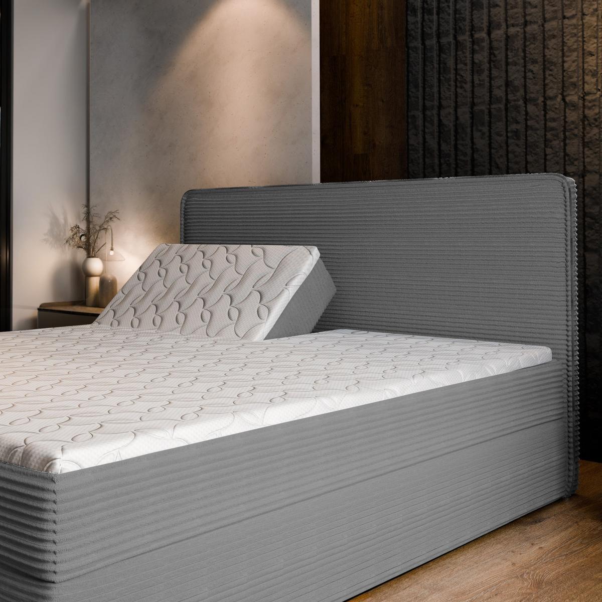 BOXBETT ASTOR 140x200 cm mit Matratze und Topper - Schwarz - Schwarz, Holz (140/200cm) - MASSENO