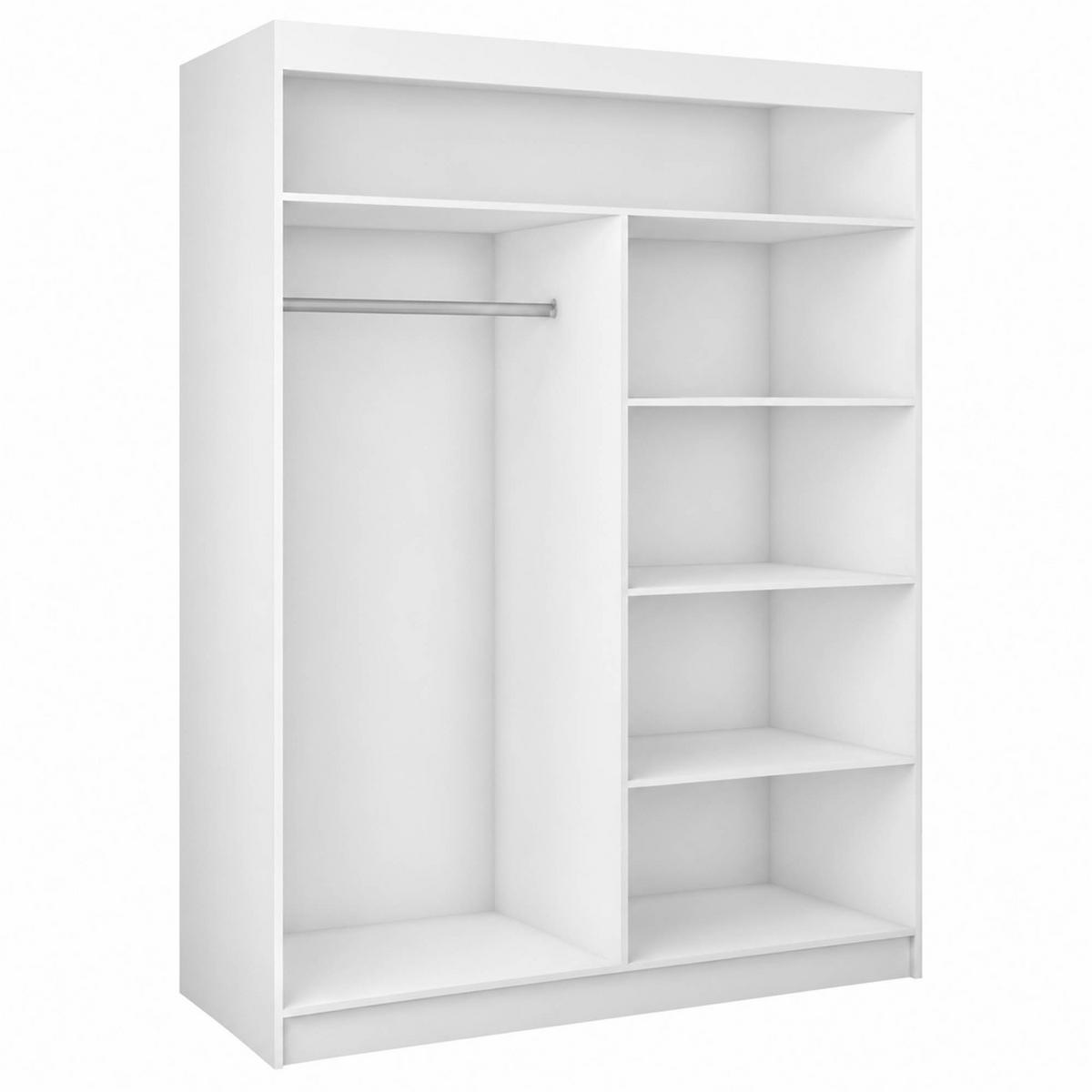 SCHWEBETÜRENSCHRANK Debra mit 2 Türen, 160/216/61 Weiß mit Spiegel - Weiß, Holzwerkstoff (160/216/61cm) - Beautysofa