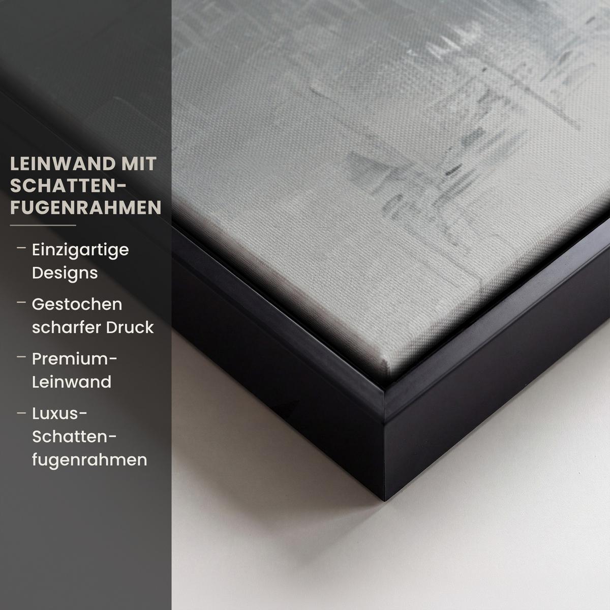 LEINWAND Bilder mit Rahmen - Kunst - Grau - Gold - Abstrakt - 100x70 - Dunkelgrau, Textil (100/70cm) - MuchoWow