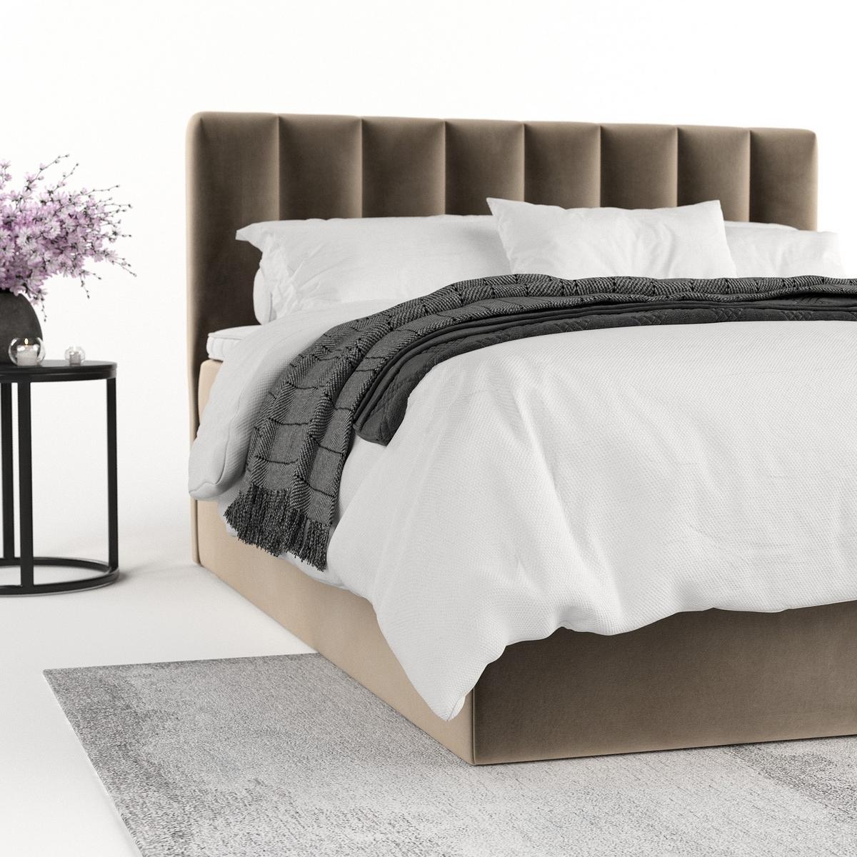 BOXBETT Lusso 180/200 cm Taupe im Paros Stoff - Taupe/Schwarz, Holz/Holzwerkstoff (180/200cm) - AltaBeds