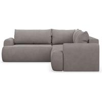 ECKSCHLAFSOFA Ovo graubraunVELOURSSTOFF universell MIT BETTKASTEN - Graubraun/Schwarz, Kunststoff/Textil (245/245cm) - Selsey
