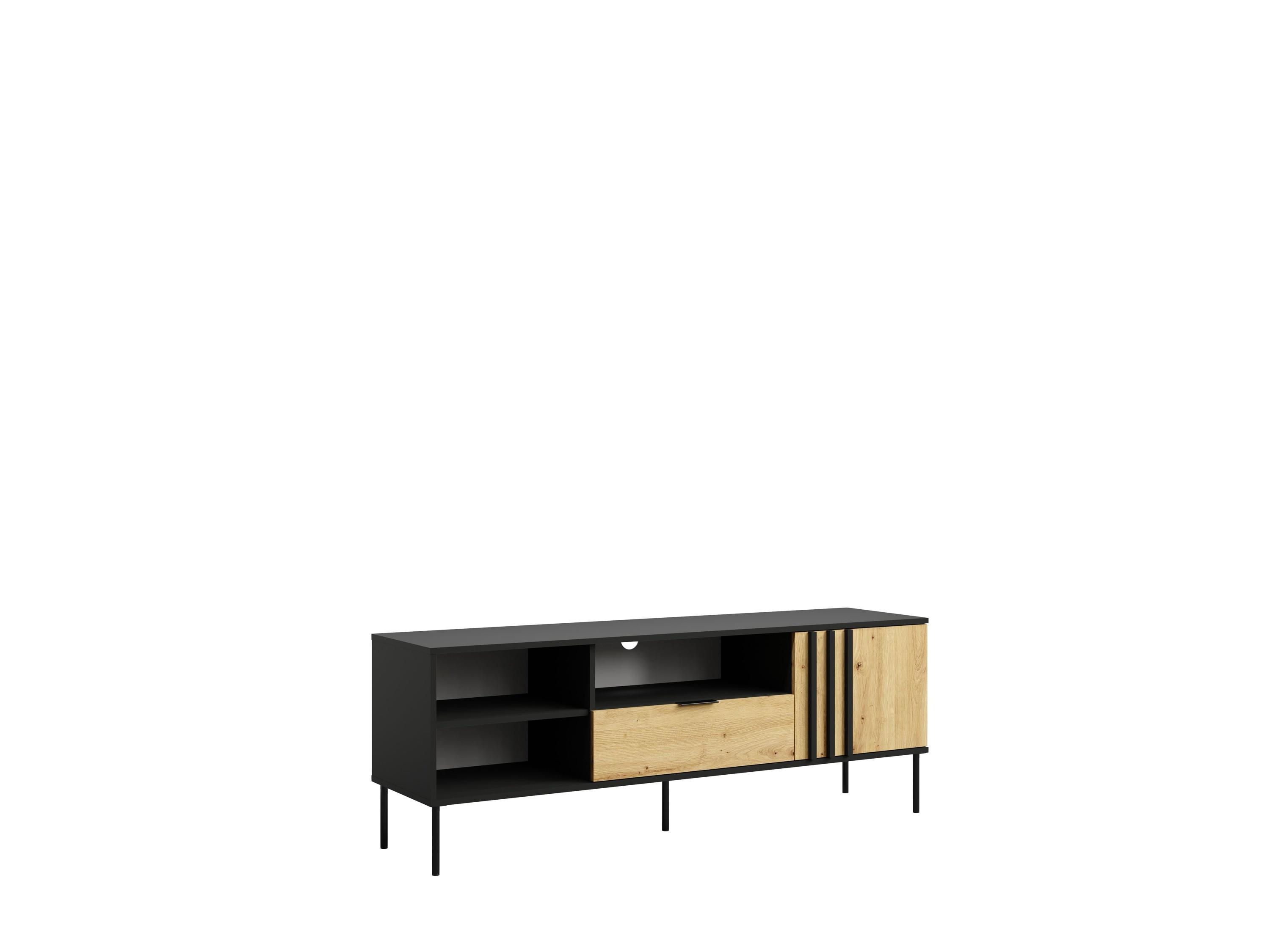 TV-SCHRÄNK Schwarz, Eiche Artisan 160/58/40 - Schwarz/Eiche Artisan, Holzwerkstoff (160/58/40cm) - RAUMHIRSCH FURNITURE