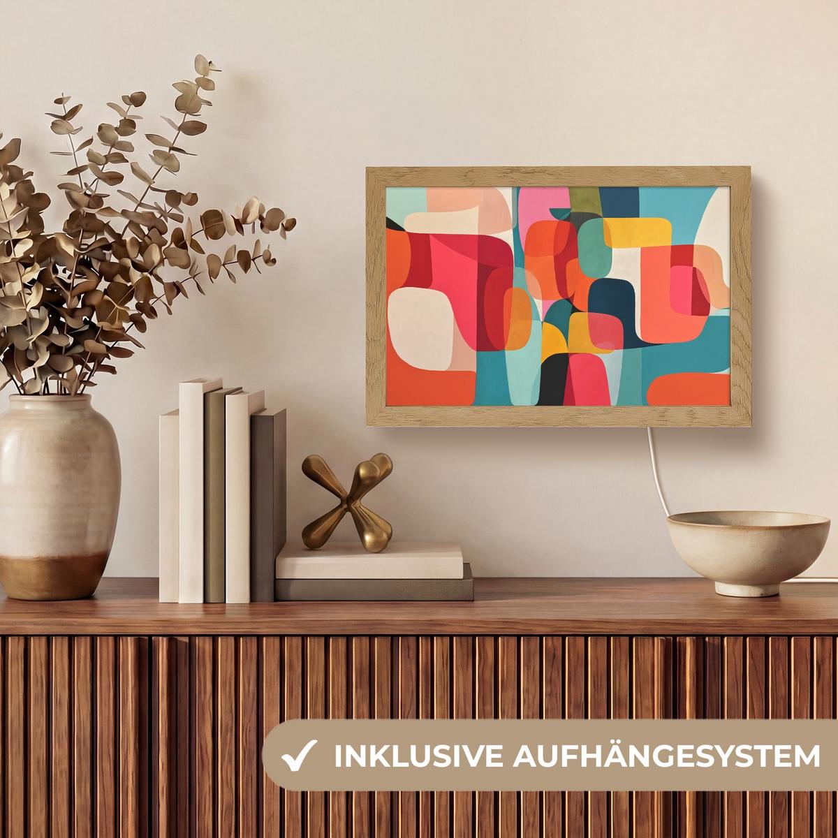 WANDLEUCHTE Formen - Bunt - Abstrakt - Flugzeuge 30x20 cm - Multicolor, Holzwerkstoff (30/20/8cm) - OnlyWow