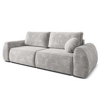 BETTSOFA ZEFEO Hellgrau Chenille-Stoff mit Schlaffunktion - Hellgrau, Textil (264/96/106cm) - MASSENO