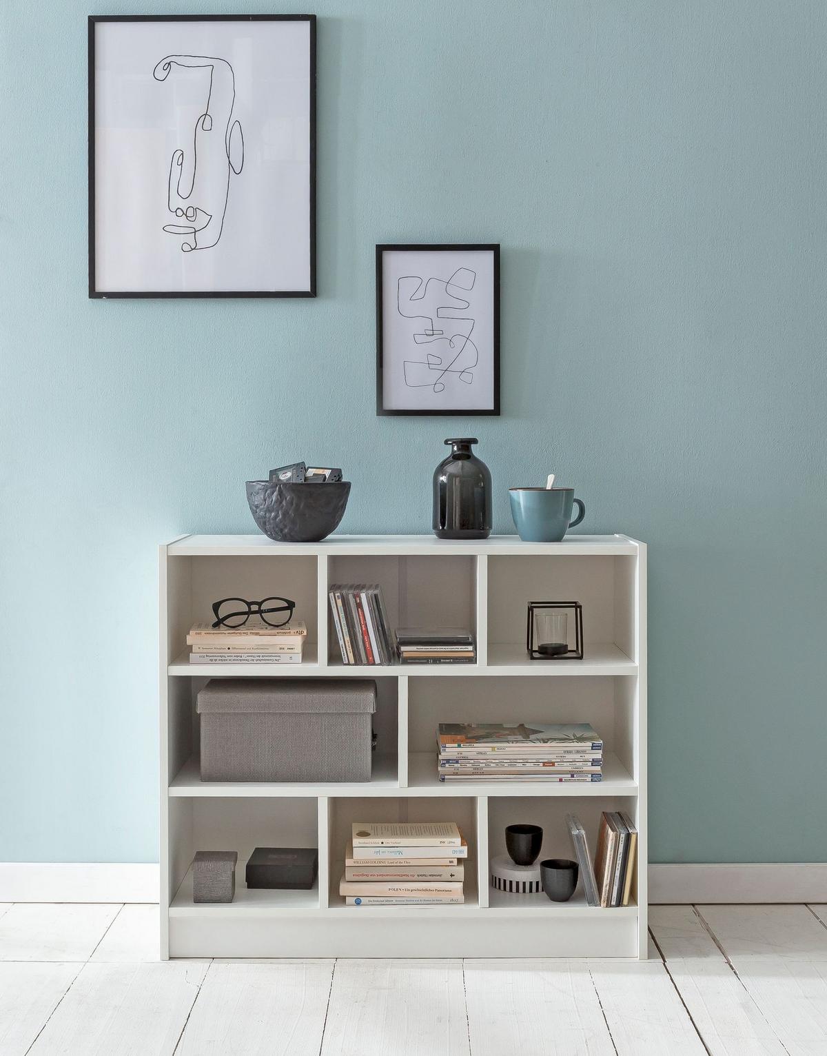 BÜCHERREGAL – Holz, melaminbeschichtet, mit Stauraum, modern - Weiß, Holz (80/69/30cm) - KADIMA DESIGN