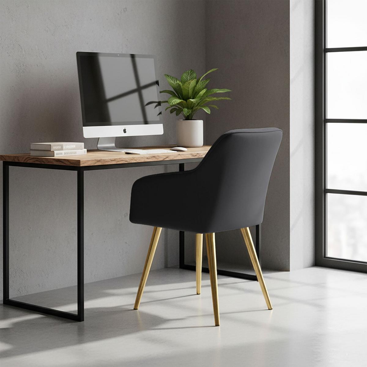 POLSTERSTUHL 2er Set, Metallbeine Schwarz, Gold 54,5/83/58 - Schwarz, Textil (55/83/51cm) - RAUMHIRSCH FURNITURE