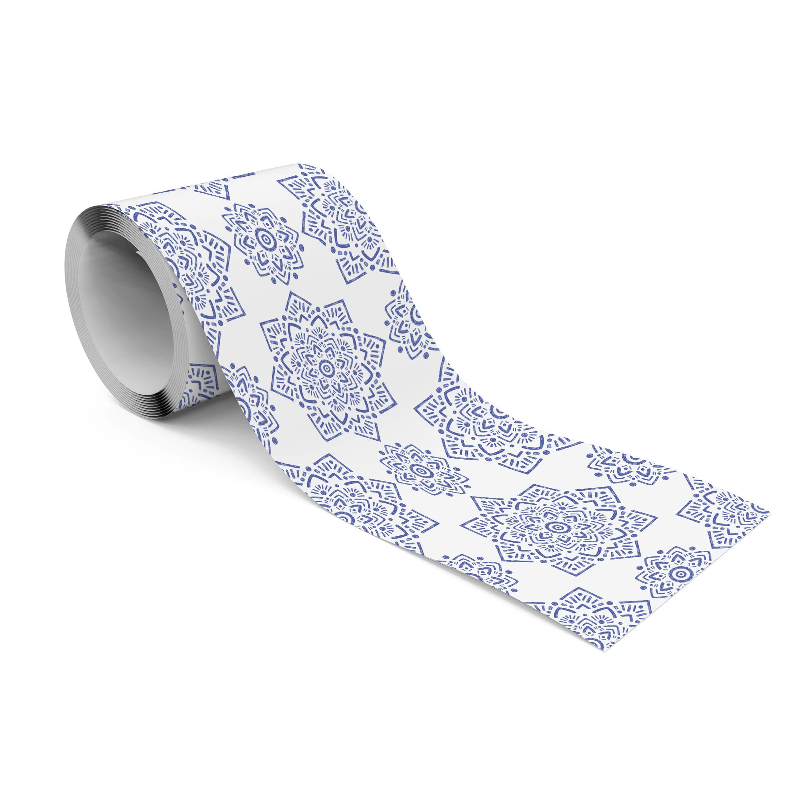 TAPETENBORDÜRE selbstklebend ORNAMENTE Abstraktion moderne Muster - Blau/Weiß, Papier (10/300/300cm) - Muralo