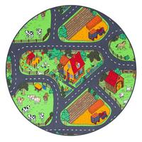 KINDER SPIEL TEPPICH BAUERNHOF RUND - Grün, Textil (160/160cm) - Snapstyle