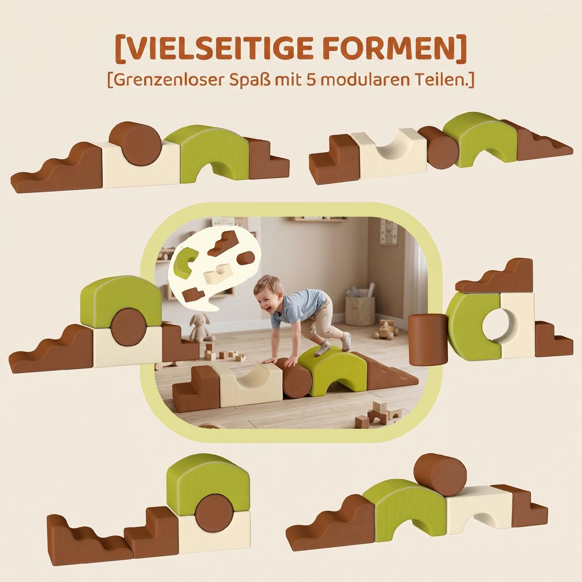 SOFTBAUSTEINE 5er Set Cord Schaumstoff Mehrfarbig - Braun, Textil (35/177cm) - AIYAPLAY