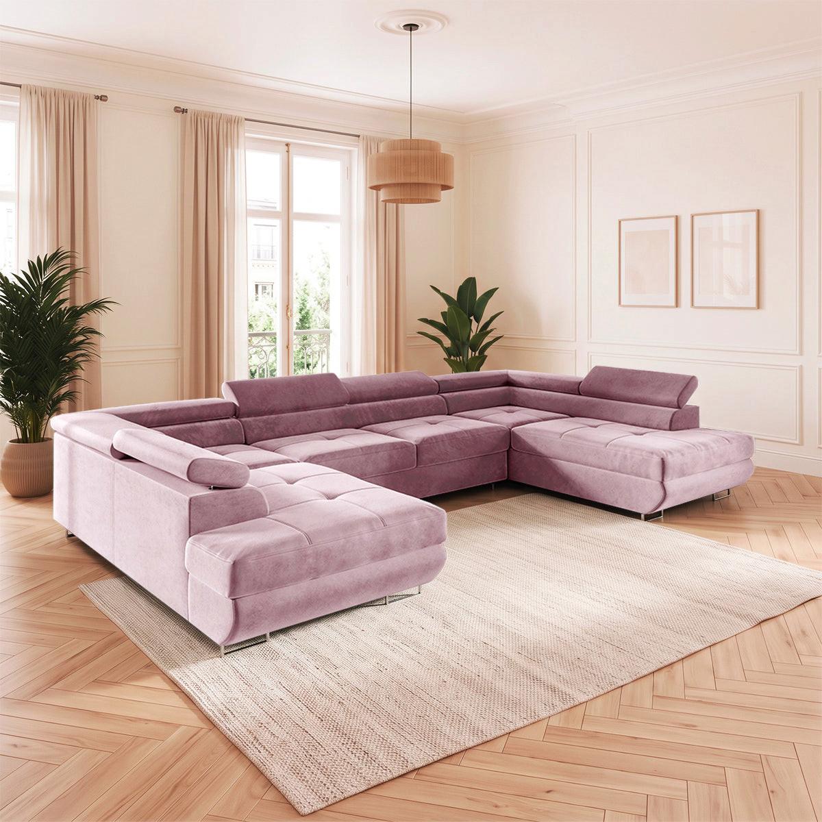 PANORAMASOFA Wilson 5 Sitzplätze Rose - Rosa, Textil (335/72/201cm) - Petits-meubles