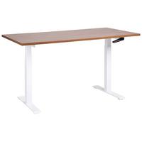 SCHREIBTISCH braunweiß 160/72 cm manuell höhenverstellbar Destin III - Dunkelbraun/Weiß, Holz (115/60/74cm) - Beliani