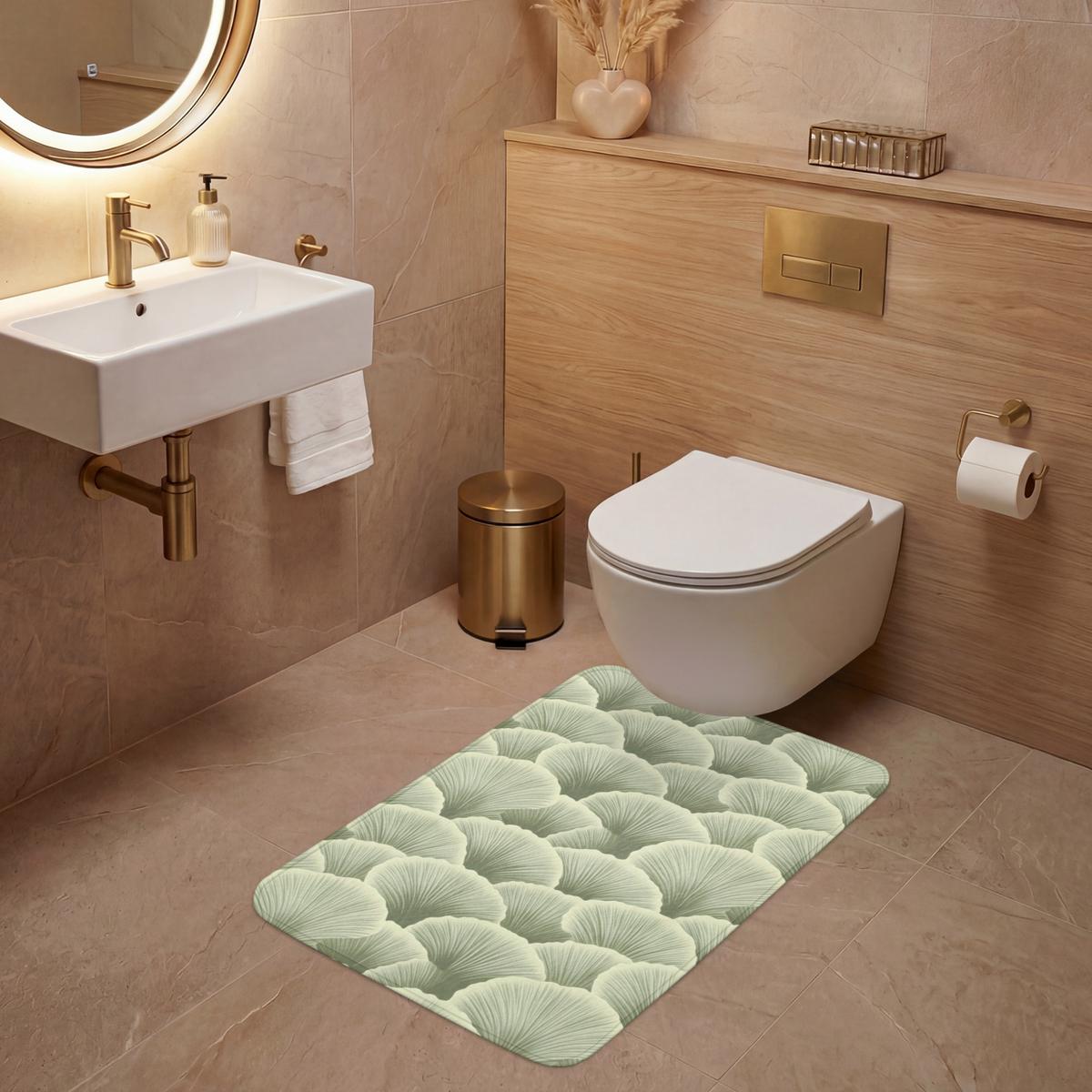 WC-VORLEGER Fächer - Blatt - Grün Toilettenvorleger 60x90 cm - Pastellgrün, Textil (60/1cm) - OnlyWow
