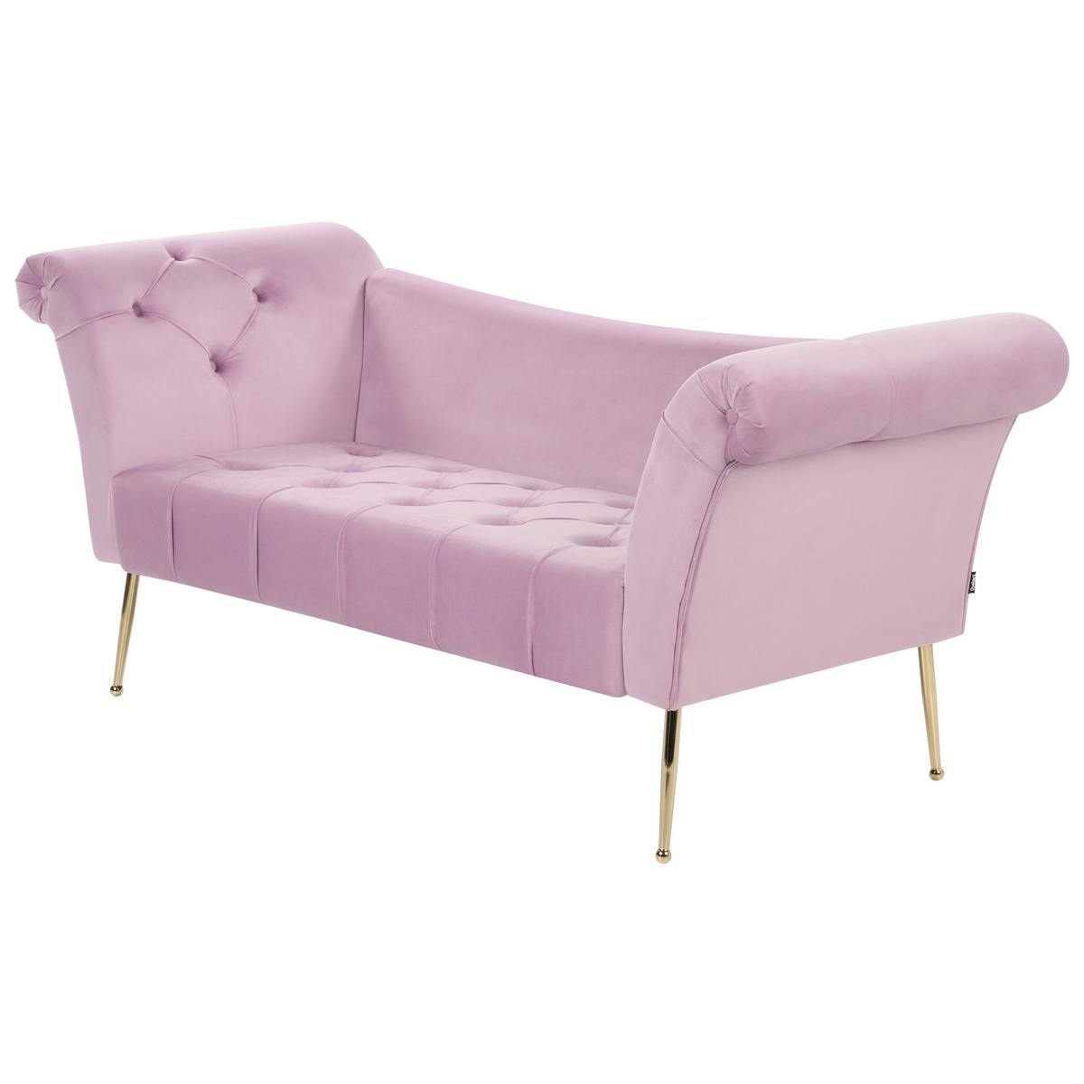 CHAISELONGUE Samtstoff Hellviolett Nantilly - Violett, Textil (175/76/70cm) - Beliani
