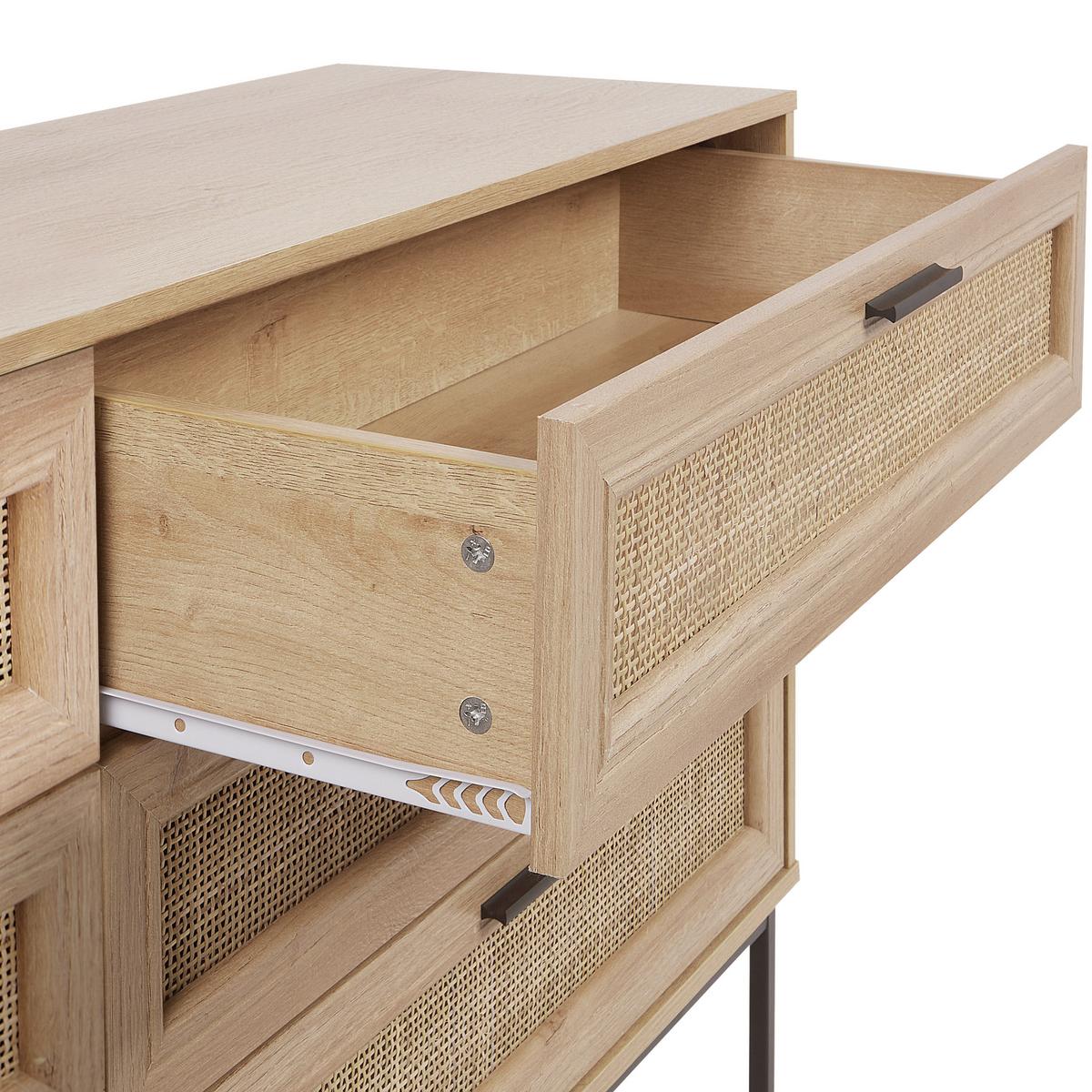 KOMMODE mit 6 Schubladen Hellbraun Pasco - Braun, Holzwerkstoff (120/77/40cm) - Beliani