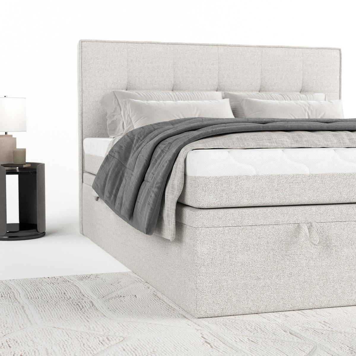 BOXBETT Arivo 160/200 cm Hellbeige im Riva Stoff - Sandfarben/Schwarz, Holz/Holzwerkstoff (160/200cm) - AltaBeds