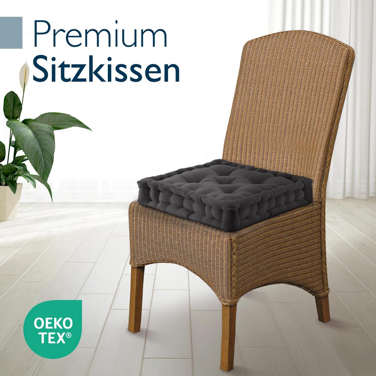 STUHLKISSEN Mila 40/40/8cm Anthrazit (4tlg) - Anthrazit, Textil (40/40/8cm) - Beautissu 