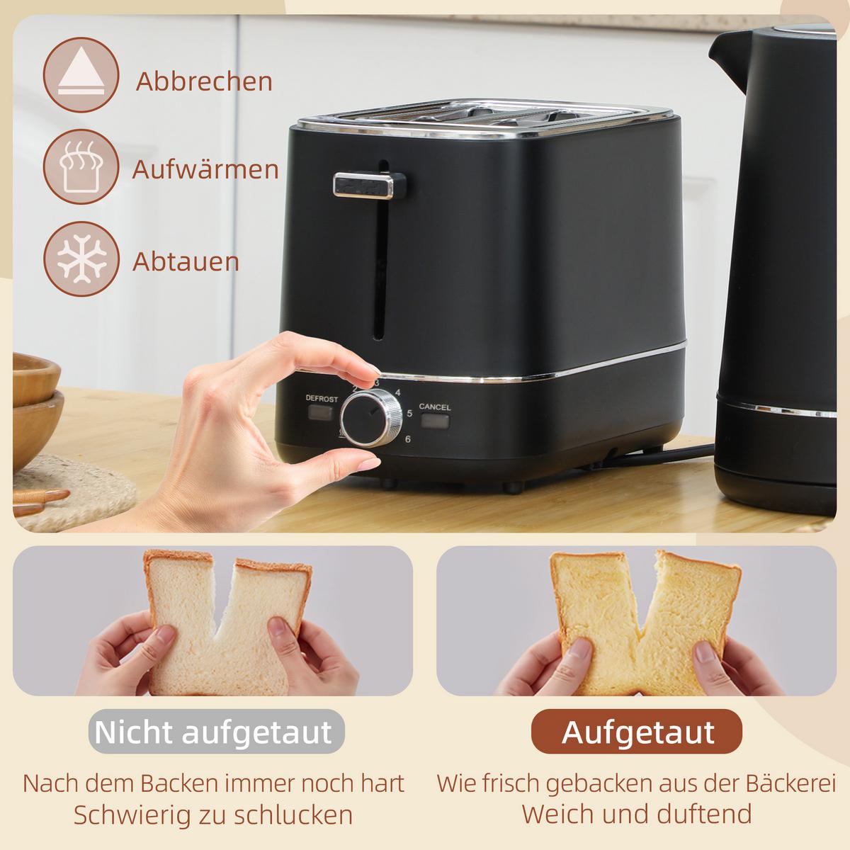 KOCHER-TOASTER-SET Stahl Kunststoff Schwarz - Schwarz, Kunststoff (16/24.3/21.2cm) - HOMCOM