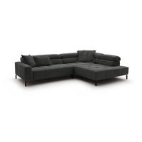 ECKSOFA MIT MOTORISCHEM SITZVORZUG OHIO Anthrazit Cord Relaxfunktion - Anthrazit/Schwarz, Textil/Metall (311/219cm) - KAWOLA