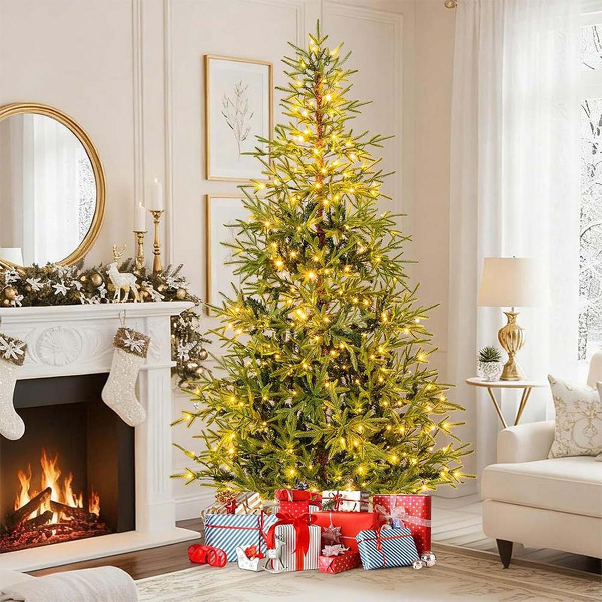 WEIHNACHTSBAUM mit 300 mehrfarbigen LEDs 210cm Grün - Grün, Metall (210cm) - COSTWAY