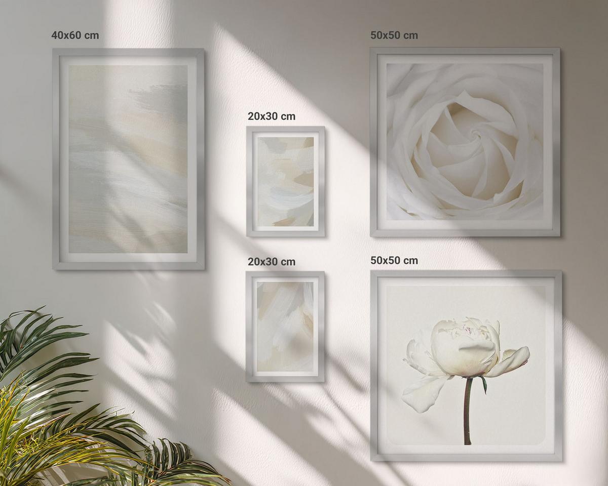 BILDER SET 5er Set - 50x50 cm & 20x30 cm & 40x60 cm Silberner Rahmen - Abstrakter Hintergrund mit feinen Strichen - Silberfarben, Kunststoff (40/60cm) - TULUP
